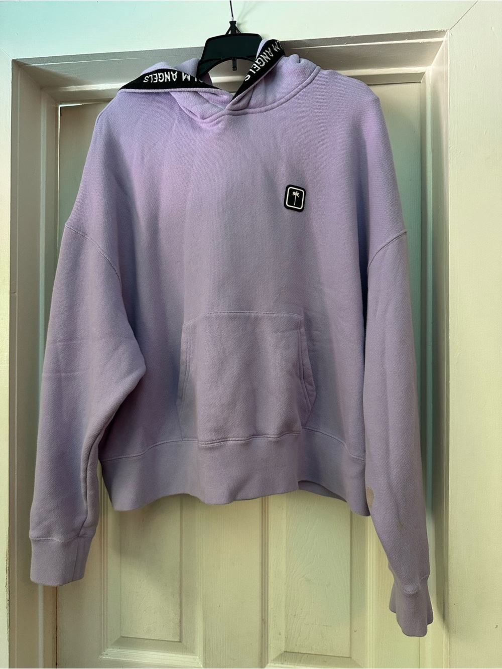 Palm Angels Lavender Crewneck Sweatshirt with Logo Patch